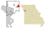 Clay County Missouri Incorporated and Unincorporated areas Excelsior Springs Highlighted